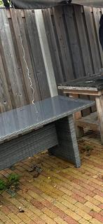 Grijze tafel met glasplaat, Ophalen, Gebruikt, Kunststof