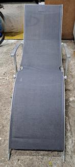 Aluminium Ligstoel met Textileen Bekleding, Tuin en Terras, Ligbedden, Ophalen, Gebruikt, Aluminium, Verstelbaar