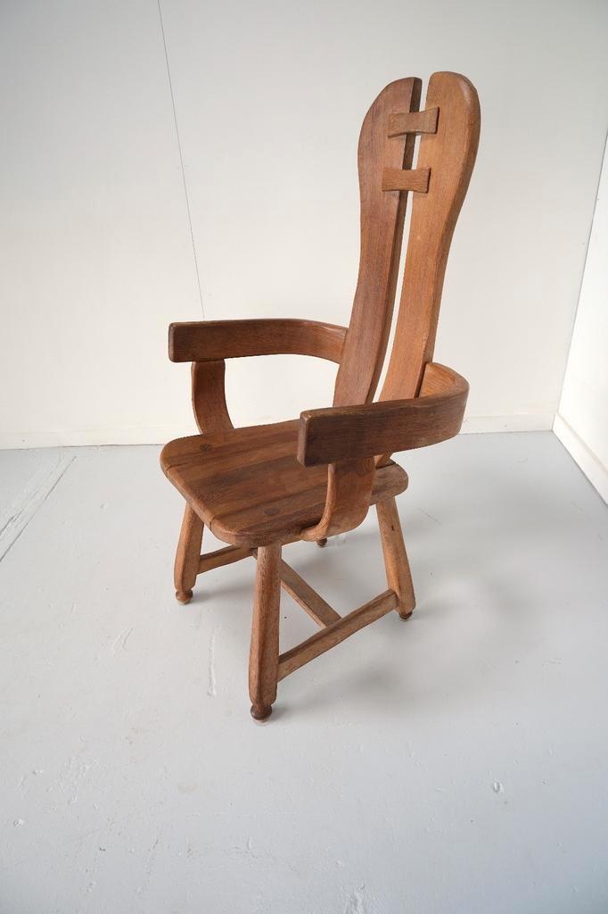 Brutalisme Stoel De Puydt Eikenhout met en zonder leuningen, Huis en Inrichting, Stoelen, Gebruikt, Vijf, Zes of meer stoelen