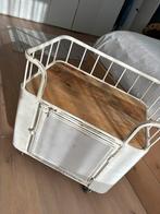 Bijzet tafel met kast wit ijzer met houten plank, Ophalen, Zo goed als nieuw, 60 cm of meer, Rechthoekig