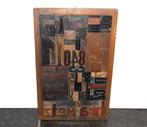 Letterbak vol met perenhouten drukletters, Antiek en Kunst, Curiosa en Brocante, Ophalen of Verzenden