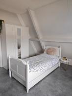 Houten bed wit 1 persoons, Ophalen, 85 tot 100 cm, Gebruikt, Matras