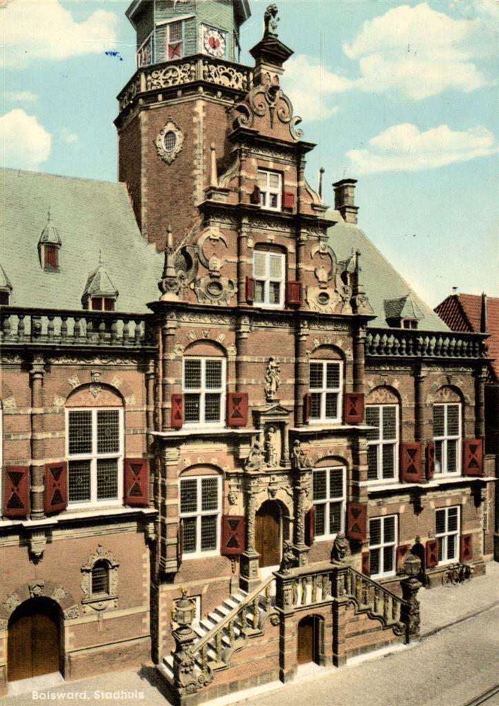 Bolsward, Stadhuis - fiets bordes - gelopen, Verzamelen, Ansichtkaarten | Nederland, Gelopen, Friesland, Voor 1920, Ophalen of Verzenden