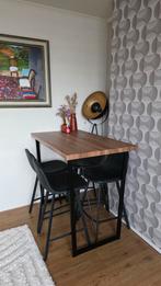 Bartafel met 4 stoelen - lederlook, beschadigd, Ophalen, Gebruikt, 100 tot 150 cm, 50 tot 100 cm
