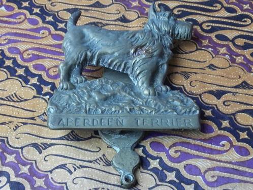 Antieke deurklopper uit Engeland met een terriër 15,8 cm., Antiek en Kunst, Antiek | Koper en Brons, Koper, Ophalen of Verzenden