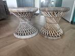 Rotan bijzettafels rond 42 cm 2 stuks, Ophalen, Minder dan 45 cm, Minder dan 55 cm, Gebruikt