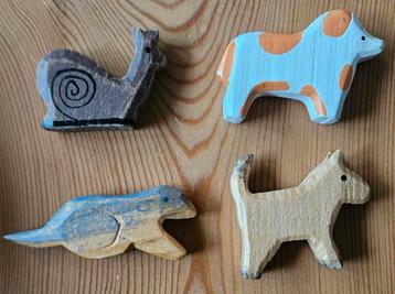 Houten Speelgoed Dieren Set: Hondjes, Muis en Slak beschikbaar voor biedingen