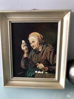 Vintage Schilderijtje - Vrouw met Eieren, Ophalen of Verzenden