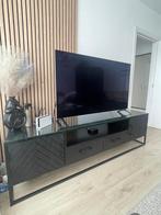 Stijlvolle TV Kast Zwart visgraat met glasplaat!, Ophalen, 150 tot 200 cm, Zo goed als nieuw, Minder dan 100 cm