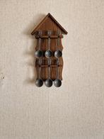 Antiek houten rek met 6 tinnen lepeltjes, Antiek en Kunst, Antiek | Tin, Ophalen