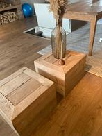 2 Steigerhouten Bijzettafels / Nachtkastjes - 50x50x40cm, Huis en Inrichting, Tafels | Salontafels, Ophalen, Gebruikt, Vierkant