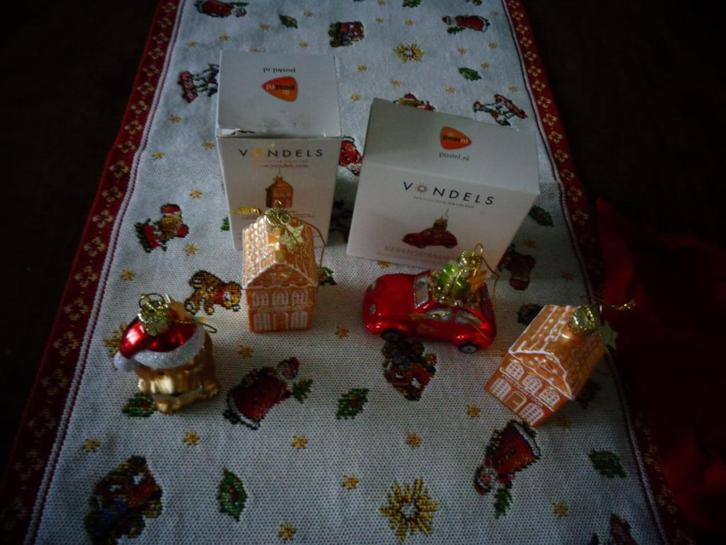 Vondel's kerstornamenten auto, hond en huisje (2x), Diversen, Kerst, Zo goed als nieuw, Ophalen of Verzenden