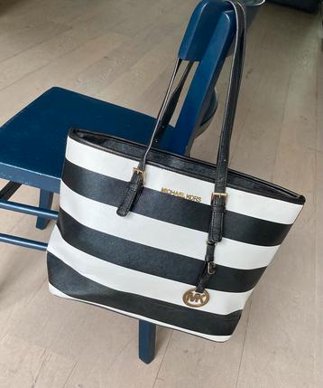 Tas shopper schoudertas zwart wit gestreept beschikbaar voor biedingen