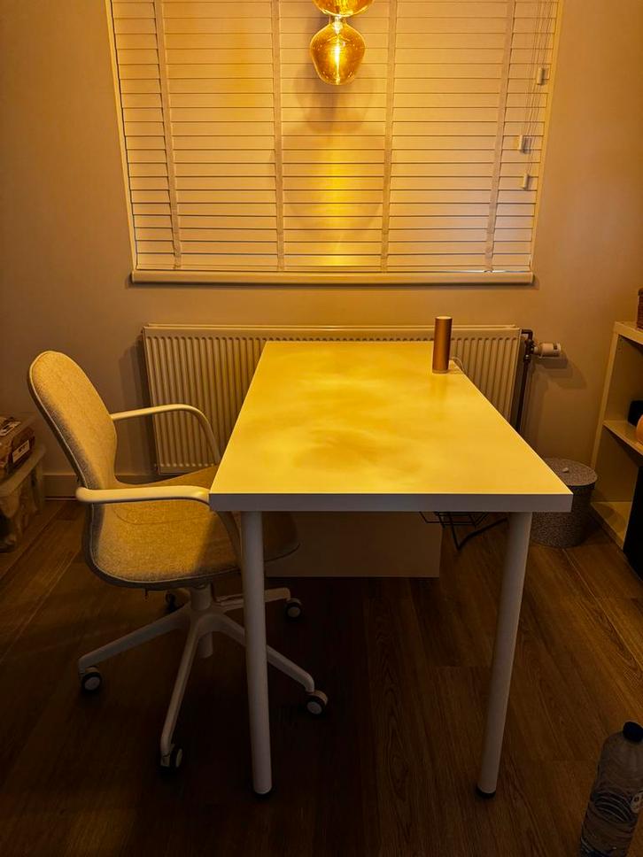 Ikea Bureau Wit + Ladeblok + Stoel, Huis en Inrichting, Bureaustoelen, Zo goed als nieuw, Bureaustoel, Wit, Ophalen