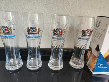 4 Weihenstephan bierglazen 0.5 l oudste brouwerij ter Wereld beschikbaar voor biedingen