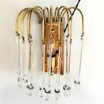 Teardrop wandlamp met 13 heldere muranoglas druppels, Ophalen of Verzenden, Gebruikt, Glas, Vintage