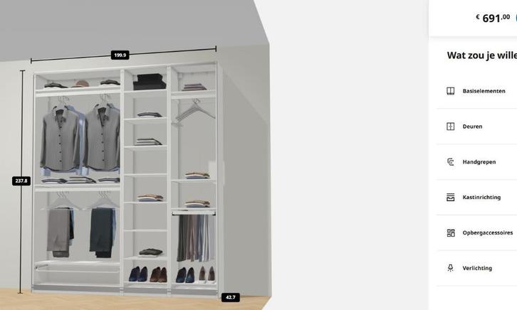 IKEA PAX kledingkast 200x35x236cm, Bezorg-/montage optie, Huis en Inrichting, Kasten | Kledingkasten, Gebruikt, 200 cm of meer
