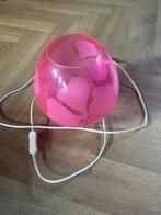 Roze Tafellamp met Bloemmotief, Huis en Inrichting, Lampen | Tafellampen, Ophalen, Gebruikt, Glas, Minder dan 50 cm