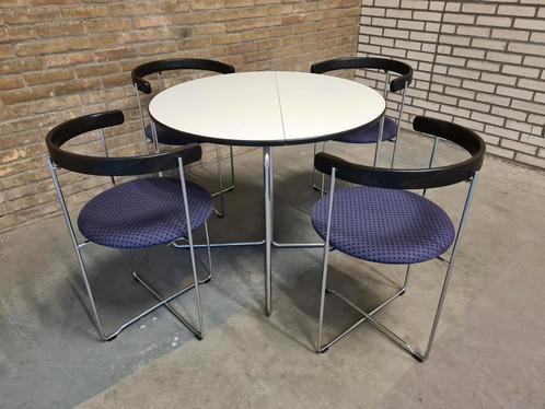 Kusch + Co Sóley vintage stoelen & klaptafel design jr. 80, Huis en Inrichting, Tafels | Eettafels, Gebruikt, Vier personen, Rond