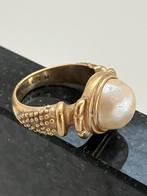 Zolveren ring met parel en goud, Sieraden, Tassen en Uiterlijk, Ringen, Ophalen of Verzenden, Zo goed als nieuw, 17 tot 18, Dame