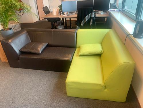 2 delige hoekbank leer, Huis en Inrichting, Banken | Sofa's en Chaises Longues, Gebruikt, Tweepersoons, 150 tot 200 cm, Minder dan 75 cm