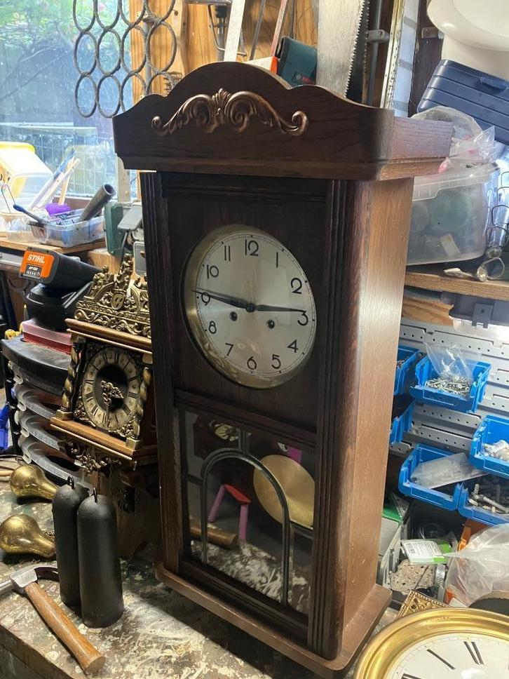 Duitse regulateur wandklok, Antiek en Kunst, Antiek | Klokken, Ophalen