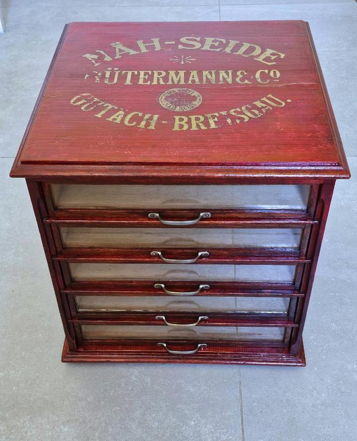 fourniturenkastje GÜTERMANN garenkastje ladekastje 5 lades, Antiek en Kunst, Curiosa en Brocante, Ophalen of Verzenden