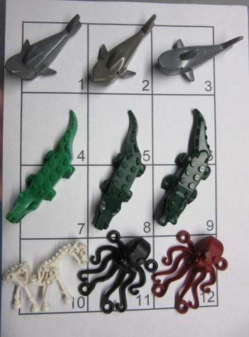 L1201 LEGO DIEREN KROKODIL, HAAI, PAARD GERAAMTE, OCTOPUS beschikbaar voor biedingen