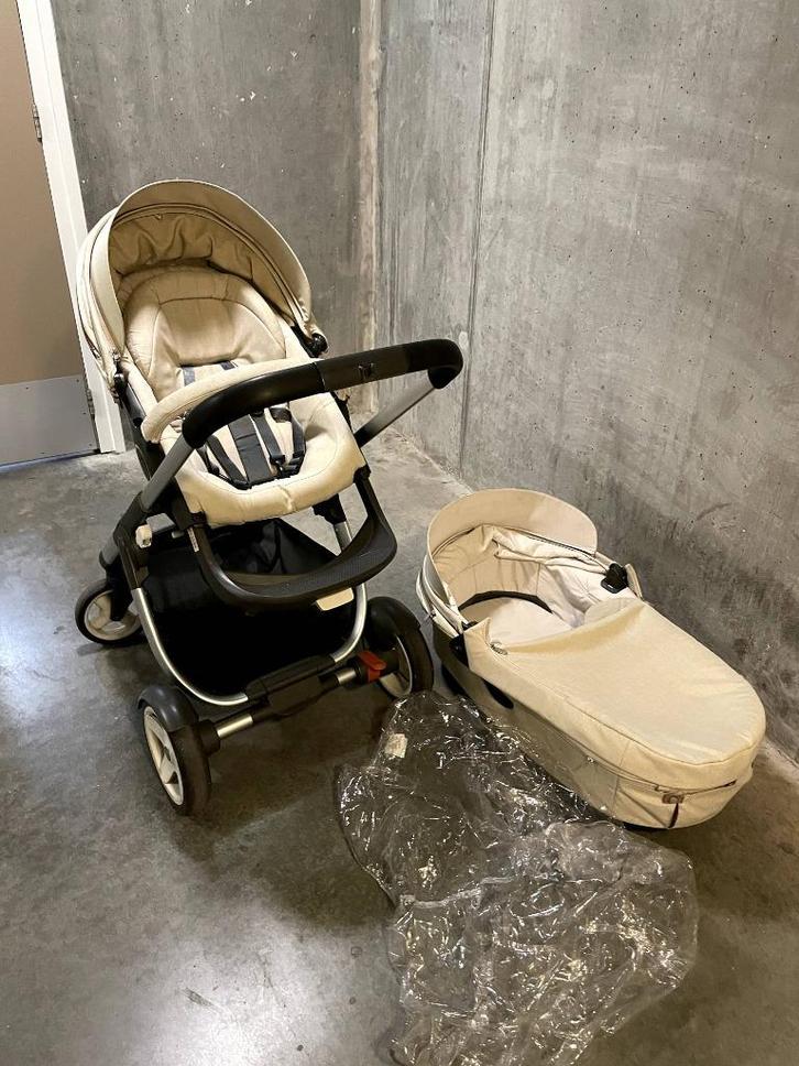 Stokke Crusi kinderwagen + buggyzit – beige – compleet, Kinderen en Baby's, Kinderwagens en Combinaties, Gebruikt, Kinderwagen