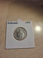 Zilveren 1/2 Gulden Wilhelmina 1909 - Zeer Fraai, Zilver, Overige landen, Ophalen of Verzenden, 50 cent