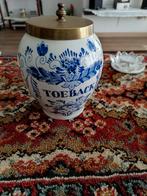 DELFTS BLAUW TABAKSPOT MET KOPEREN DEKSEL, Ophalen of Verzenden