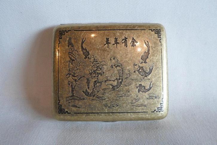 Chinees Doosje Koi Karpers Chinese Karakters, Antiek en Kunst, Kunst | Niet-Westerse kunst, Ophalen of Verzenden