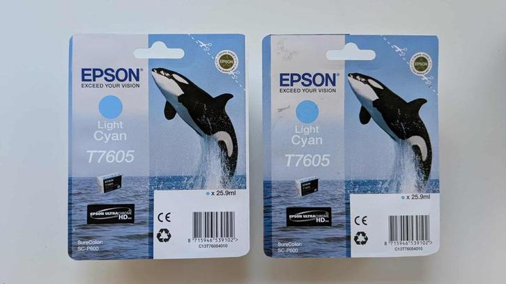 2 Light Cyan T7605 Epson inkt, Computers en Software, Printerbenodigdheden, Nieuw, Cartridge, Ophalen of Verzenden