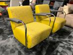 2 Nieuw Leolux Scylla fauteuil geel design stoel leer stof, Nieuw, Leer, Ophalen of Verzenden