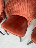 4 Bruine Velvet Eetkamerstoelen - Zo Goed Als Nieuw, Huis en Inrichting, Stoelen, Ophalen, Bruin, Zo goed als nieuw, Vier
