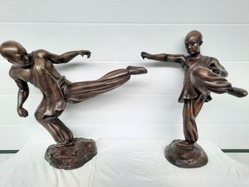 Set bronzen beelden Shaolin monniken boeddhisme beschikbaar voor biedingen