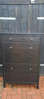 Zwarte schoenenkast met 2 vakken en schuif, Huis en Inrichting, Kasten | Schoenenkasten, Ophalen, Gebruikt