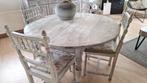 brocante eethoek. Tafel en 4 stoelen, Huis en Inrichting, Complete eetkamers, Ophalen, Gebruikt