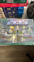 Falcon puzzel 1000 st the christmas cottage, Ophalen of Verzenden, 500 t/m 1500 stukjes, Zo goed als nieuw