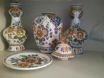 Antiek Delft Polychroom Holland vases en wandbord handwerk, Ophalen of Verzenden
