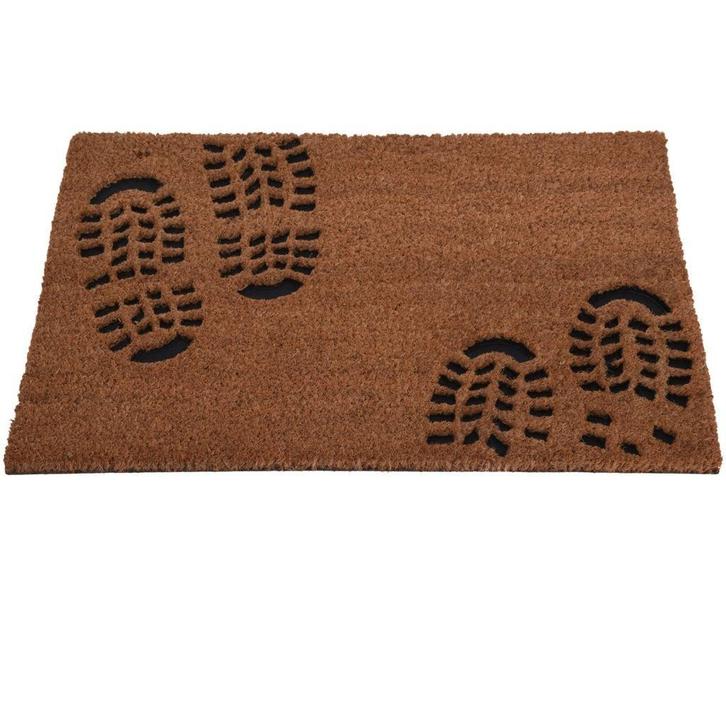 Deurmat kokos en rubber met voetstappen, Tuin en Terras, Deurmatten, Nieuw, Rubber, Binnen, Verzenden