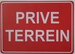 Prive Terrein rood wit reclamebord van metaal wandbord deco, Info@deconoord.nl, Deco Noord, Nieuw, Ophalen of Verzenden
