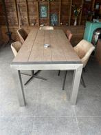 Tafel RVS poten met steigerhout, Ophalen, Gebruikt, 200 cm of meer, 50 tot 100 cm