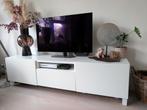 Ikea Besta TV Kast Hoogglans Wit met Glasplaat, Ophalen of Verzenden, Zo goed als nieuw, Glas, Modern