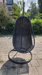 Ei Stoel - Hangstoel met Stalen Frame, Huis en Inrichting, Ophalen, Riet of Rotan, Zwart, Zo goed als nieuw