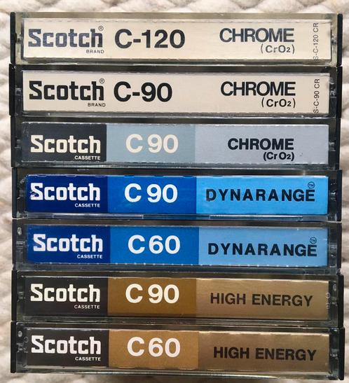 7x 3M Scotch Dynarange, Superferric & Chrome cassettebandjes, Cd's en Dvd's, Cassettebandjes, Gebruikt, Voorbespeeld, 2 t/m 25 bandjes