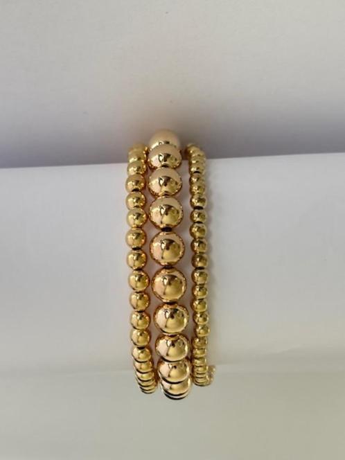 Set van armbanden goudkleurige balletjes gelegeerde staal, Sieraden, Tassen en Uiterlijk, Armbanden, Nieuw, Goud, Ophalen of Verzenden