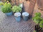 Vintage metalen afvalemmers met deksel, Ophalen, Gebruikt, Met pedaal, 50 tot 75 cm