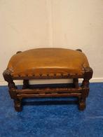 Vintage Leren Voetenbankje / Stoel, Huis en Inrichting, Banken | Voetenbanken en Poefen, Ophalen, Minder dan 50 cm, Gebruikt, Vintage