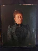 Antiek portret schilderij gesigneerd & gedateerd, Ophalen of Verzenden